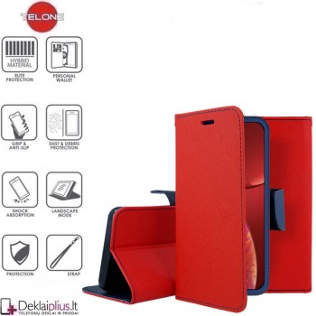 Telone fancy dėklas su skyreliais - raudonas (telefonui Apple Iphone 13)